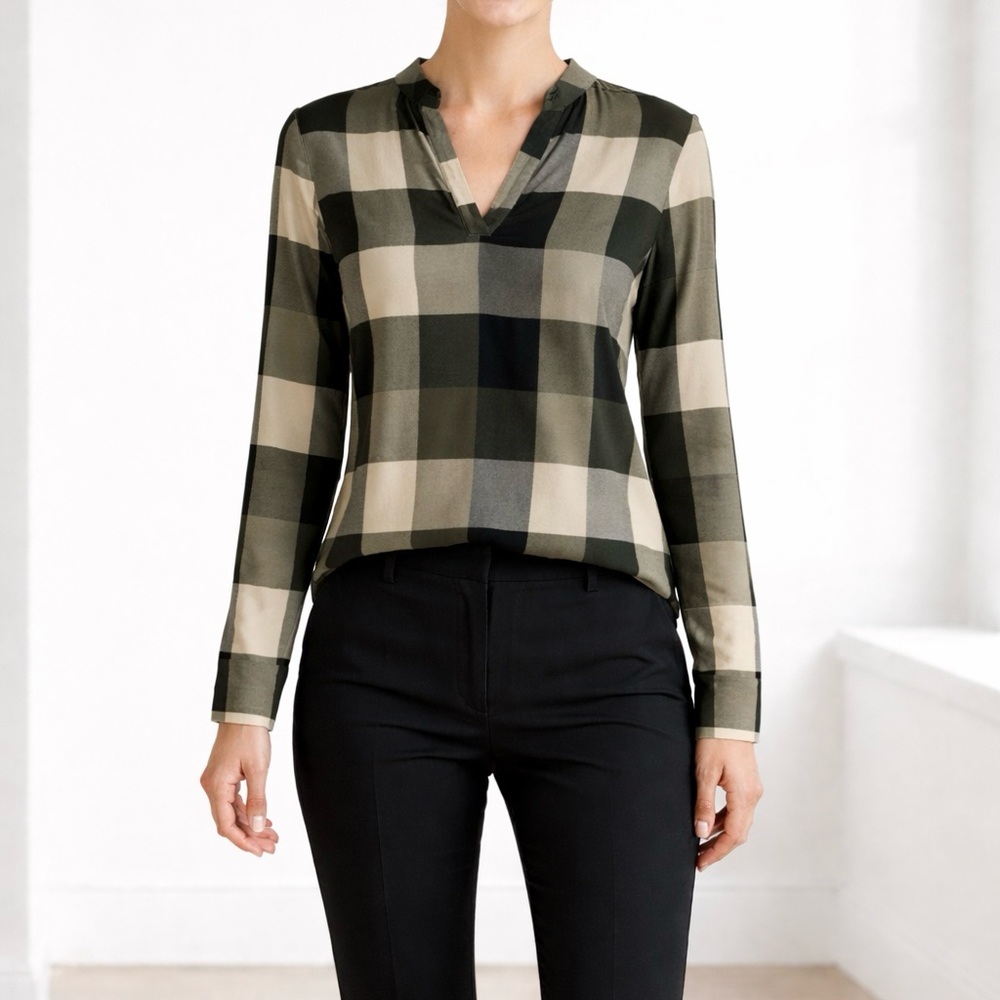 Dokotoo Plaid Long Sleeve V-Neck Blouse | Work to Weekend Style‎